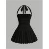 imageSOLY HUX Womens Bubble Mini Dress Halter Backless Ruched Y2K Club Party Short Sundress with Builtin ShortsSolid Black
