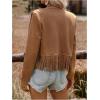 imageSOLY HUX Womens Faux Suede Fringe Trim Long Sleeve Open Front Cardigan Jacket Western Concert OutfitsPure Khaki