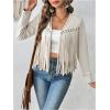 imageSOLY HUX Womens Faux Suede Fringe Trim Long Sleeve Open Front Cardigan Jacket Western Concert OutfitsSolid Khaki