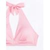imageSOLY HUX Womens High Waisted Bikini Sets Tummy Control Swimsuits Deep V Neck Halter Two Piece Bathing SuitSolid Pink