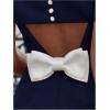 imageSOLY HUX Womens Mini Dress Cut Out Bow Mock Neck Puff Short Sleeve A Line Party DressesSolid Dark Blue