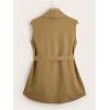 imageSOLY HUX Womens Plus Size Sleeveless Lapel Open Front Vest Jacket Cardigan with BeltedPure Khaki