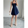 imageSOLY HUX Womens Summer Dresses Square Neck Sleeveless A Line Mini Dress Party Cocktail Short DressDark Blue