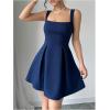 imageSOLY HUX Womens Summer Dresses Square Neck Sleeveless A Line Mini Dress Party Cocktail Short DressDark Blue
