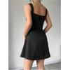 imageSOLY HUX Womens Summer Dresses Square Neck Sleeveless A Line Mini Dress Party Cocktail Short DressSolid Black