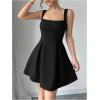 imageSOLY HUX Womens Summer Dresses Square Neck Sleeveless A Line Mini Dress Party Cocktail Short DressSolid Black