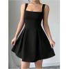 imageSOLY HUX Womens Summer Dresses Square Neck Sleeveless A Line Mini Dress Party Cocktail Short DressSolid Black