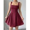 imageSOLY HUX Womens Summer Dresses Square Neck Sleeveless A Line Mini Dress Party Cocktail Short DressSolid Burgundy