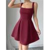 imageSOLY HUX Womens Summer Dresses Square Neck Sleeveless A Line Mini Dress Party Cocktail Short DressSolid Burgundy