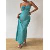 imageSOLY HUX Womens Twist Front Strapless Tube Dress Tie Backless High Split Vacation Maxi DressesSolid Cadet Blue