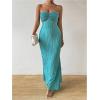imageSOLY HUX Womens Twist Front Strapless Tube Dress Tie Backless High Split Vacation Maxi DressesSolid Cadet Blue