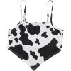 imageSOLY HUX Girls Spaghetti Strap Cow Print Asymmetrical Hem Bandana Cami Crop TopBlack and White