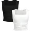 imageSOLY HUX Girls Tank Tops 2 Piece Trendy Cute Ruched Square Neck Summer Clothes for Teen GirlsBlack and White