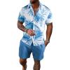 Blue and White Tropical Print
