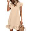 imageSOLY HUX Summer Dresses for Women V Neck Cap Sleeve Ruffle Hem Smock Short DressApricot Plain