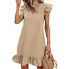 imageSOLY HUX Summer Dresses for Women V Neck Cap Sleeve Ruffle Hem Smock Short DressPlain Apricot