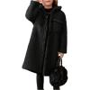 imageSOLY HUX Toddler Girls Fleece Fuzzy Jacket Button Down Collar Long Sleeve Pocket Coat OuterwearPure Black