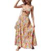 imageSOLY HUX Womens Boho 2 Piece Outfits Floral Print Colorful Tube Top and Ruffle Hem Maxi Skirt SetYellow Floral Print