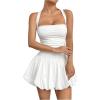 imageSOLY HUX Womens Bubble Mini Dress Halter Backless Ruched Y2K Club Party Short Sundress with Builtin ShortsPlain White