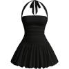 imageSOLY HUX Womens Bubble Mini Dress Halter Backless Ruched Y2K Club Party Short Sundress with Builtin ShortsSolid Black