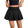 imageSOLY HUX Womens Pleated Mini Skirts High Waisted A Line Tennis Skater Skirt Skorts with ShortsPure Black