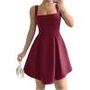 imageSOLY HUX Womens Summer Dresses Square Neck Sleeveless A Line Mini Dress Party Cocktail Short DressSolid Burgundy