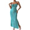 imageSOLY HUX Womens Twist Front Strapless Tube Dress Tie Backless High Split Vacation Maxi DressesSolid Cadet Blue