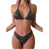 imageSOLY HUX Womens Zebra Print Halter Swimsuit Tie Back High Cut Bikini Set 2 Piece Bathing SuitBlack Zebra