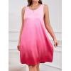 imageSOLY HUX Plus Size Summer Dresses for Curvy Women Ombre Sundress Casual Sleeveless Midi Tank DressHot Pink