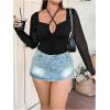 imageSOLY HUX Plus Size Tops for Women Long Sleeve Sexy Going Out Tops V Neck Criss Cross T Shirts BlouseSolid Black