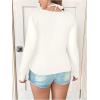 imageSOLY HUX Plus Size Tops for Women Long Sleeve Sexy Going Out Tops V Neck Criss Cross T Shirts BlouseSolid White
