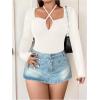 imageSOLY HUX Plus Size Tops for Women Long Sleeve Sexy Going Out Tops V Neck Criss Cross T Shirts BlouseSolid White