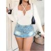 imageSOLY HUX Plus Size Tops for Women Long Sleeve Sexy Going Out Tops V Neck Criss Cross T Shirts BlouseSolid White