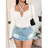 imageSOLY HUX Plus Size Tops for Women Long Sleeve Sexy Going Out Tops V Neck Criss Cross T Shirts BlouseSolid White