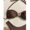 imageSOLY HUX Womens 2 Piece Bikini Set Metal Decor Halter Swimsuit Tie Back High Cut Bathing SuitSolid Coffee Brown