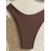 imageSOLY HUX Womens 2 Piece Bikini Set Metal Decor Halter Swimsuit Tie Back High Cut Bathing SuitSolid Coffee Brown