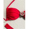 imageSOLY HUX Womens 2 Piece Bikini Set Metal Decor Halter Swimsuit Tie Back High Cut Bathing SuitSolid Red