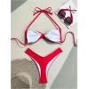 imageSOLY HUX Womens 2 Piece Bikini Set Metal Decor Halter Swimsuit Tie Back High Cut Bathing SuitSolid Red