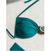 imageSOLY HUX Womens 2 Piece Bikini Set Metal Decor Halter Swimsuit Tie Back High Cut Bathing SuitSolid Teal Blue