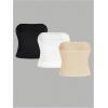 imageSOLY HUX Womens 3 Piece Plus Size Tube Crop Top Strapless Sleeveless Bandeau TopsApricot White and Black