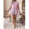imageSOLY HUX Womens Plus Size 2 Piece Outfits Striped Short Sleeve Blouse Tops and Ruffle Hem Shorts SetsRed Striped