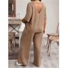 imageSOLY HUX Womens Plus Size 2 Piece Outfits V Neck Half Sleeve Tee Tops and Pants Summer SetPlain Khaki