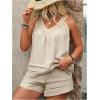 imageSOLY HUX Womens Plus Size 2 Piece Summer Outfits V Neck Sleeveless Tops and Shorts Vacation SetsPlain Apricot