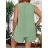 imageSOLY HUX Womens Plus Size 2 Piece Summer Vacation Outfits V Neck Sleeveless Tops and Shorts with PocketsPlain Green