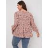 imageSOLY HUX Womens Plus Size Blouse Floral Print V Neck 34 Sleeve Layered Ruffle Hem Blouses TopsDusty Pink