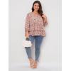 imageSOLY HUX Womens Plus Size Blouse Floral Print V Neck 34 Sleeve Layered Ruffle Hem Blouses TopsDusty Pink