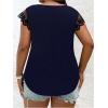imageSOLY HUX Womens Plus Size Blouse Lace Mesh Cap Sleeve Shirts Pearl V Neck Summer Shirt TopsDark Blue