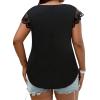 imageSOLY HUX Womens Plus Size Blouse Lace Mesh Cap Sleeve Shirts Pearl V Neck Summer Shirt TopsSolid Black