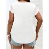 imageSOLY HUX Womens Plus Size Blouse Lace Mesh Cap Sleeve Shirts Pearl V Neck Summer Shirt TopsSolid White
