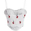 imageSOLY HUX Womens Plus Size Cherry Embroidery Frill Cami Crop Tops Asymmetrical Hem Bustier TopRed and White Cherry